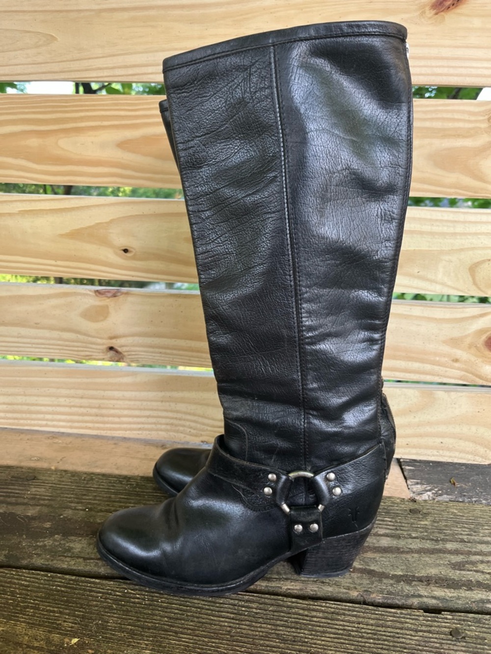 Frye Harness Leather Riding Boots Black Women’s Size 7.5